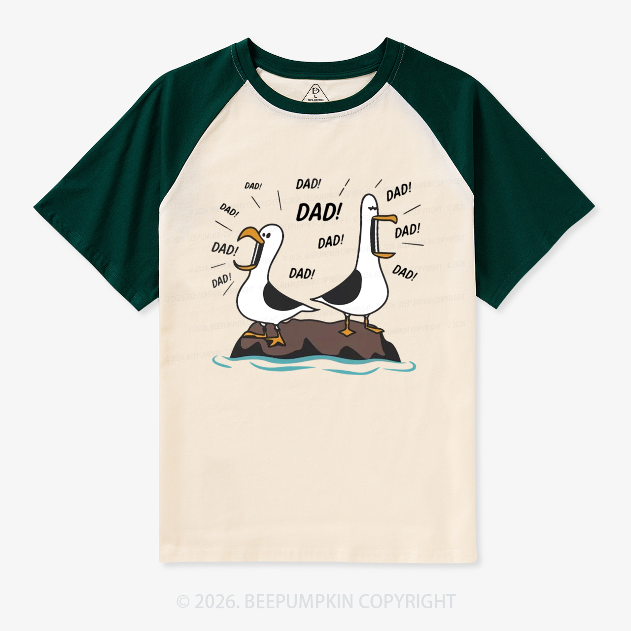 Funny Seagull Dad Retro Raglan T-shirt