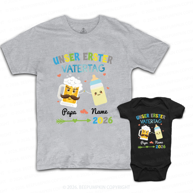 Personalized Unser Erster Vatertag First Father's Day Dad&Me Matching Shirts