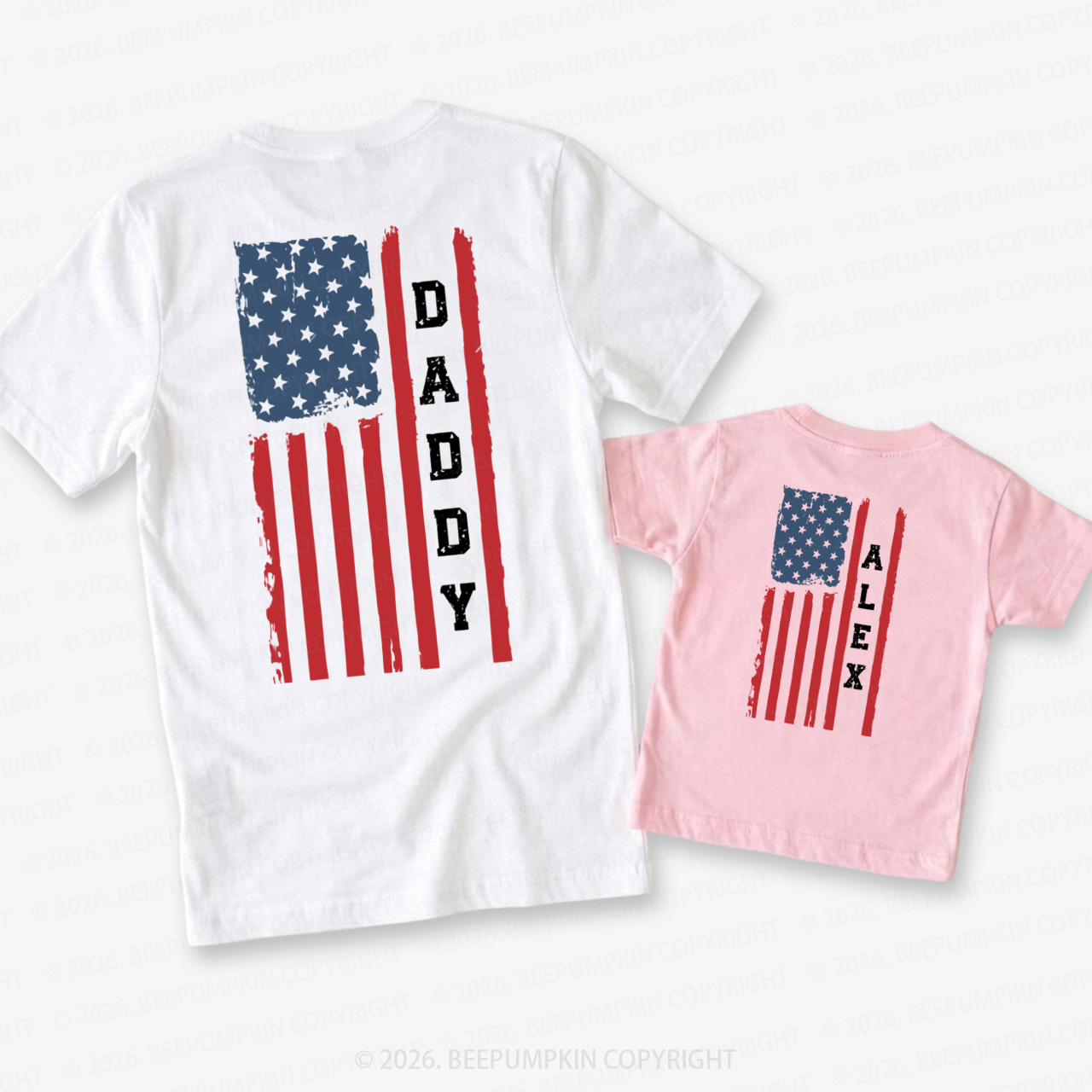 Personalized American Flag Dad&Me Matching Shirts
