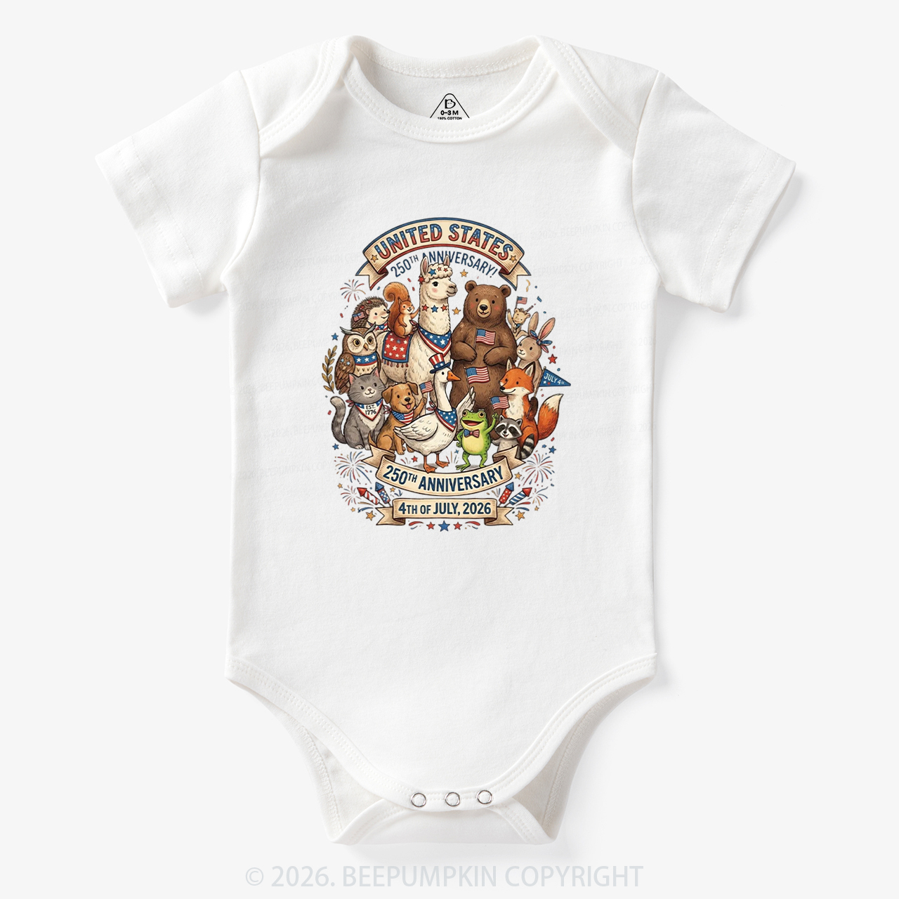 USA 250th Anniversary 4th of July Bodysuit