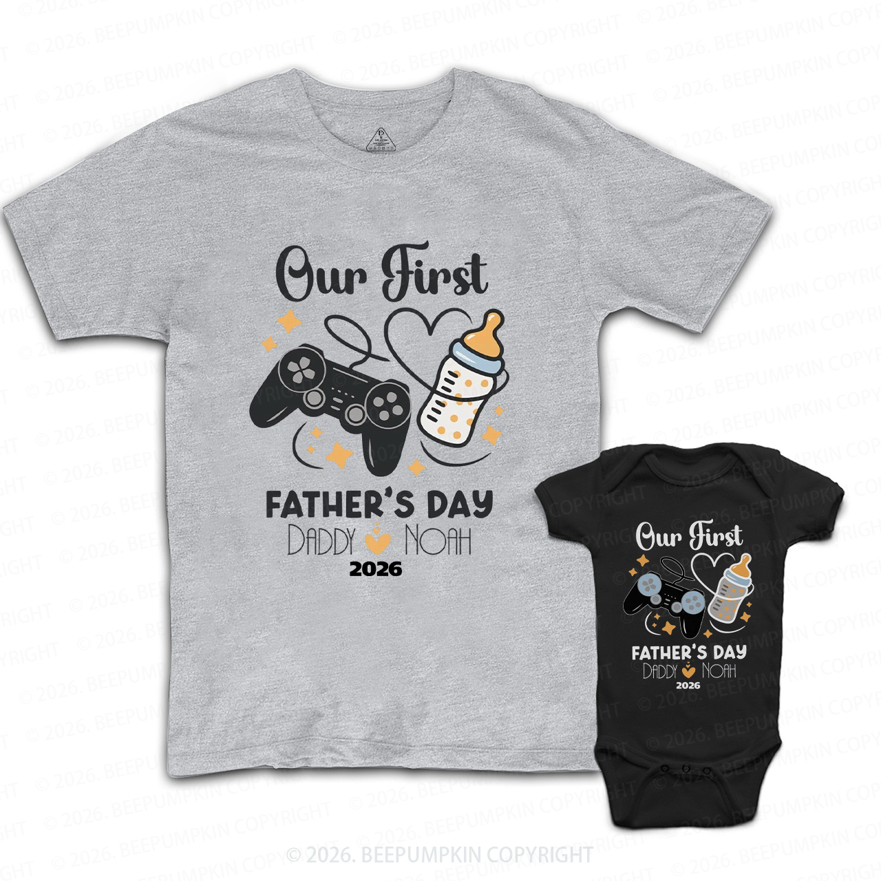 Personalized Gamer First Father's Day Dad&Me Matching Shirts