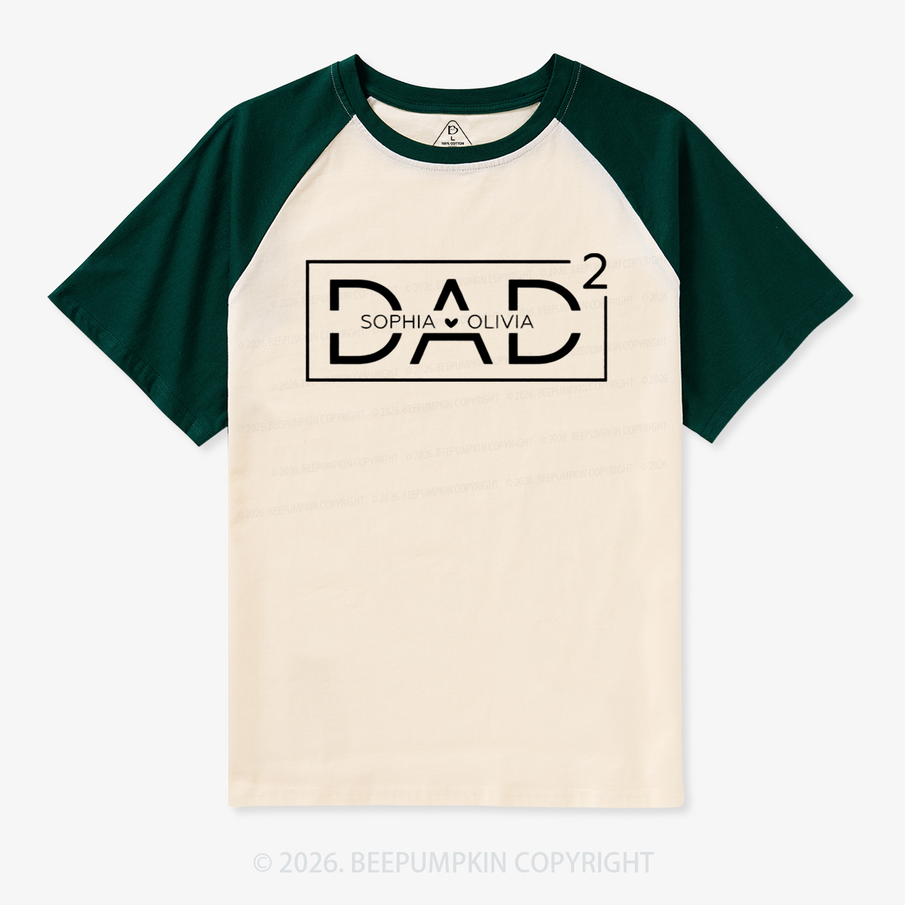 Personalized Dad Squared With Kids Names Raglan T-shirt