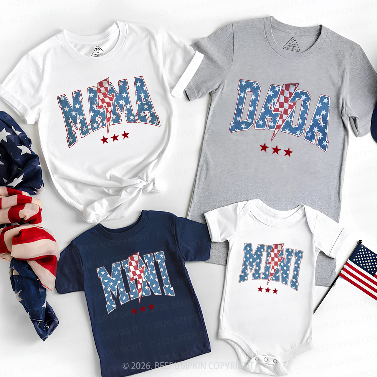 Mama Dada Mini 4th of July Family Matching Shirts