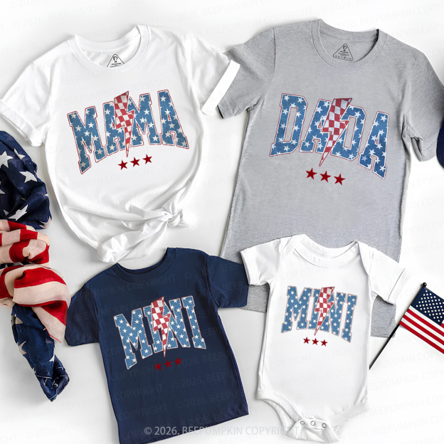 Mama Dada Mini 4th of July Family Matching Shirts