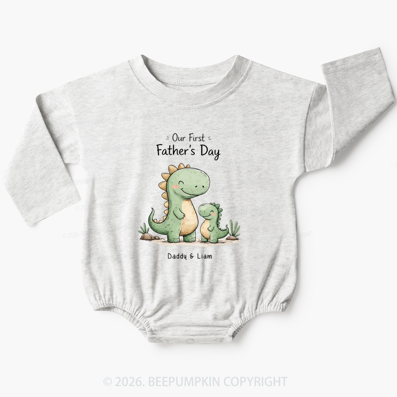 Personalized First Father's Day Dinosaur Baby Bubble Romper