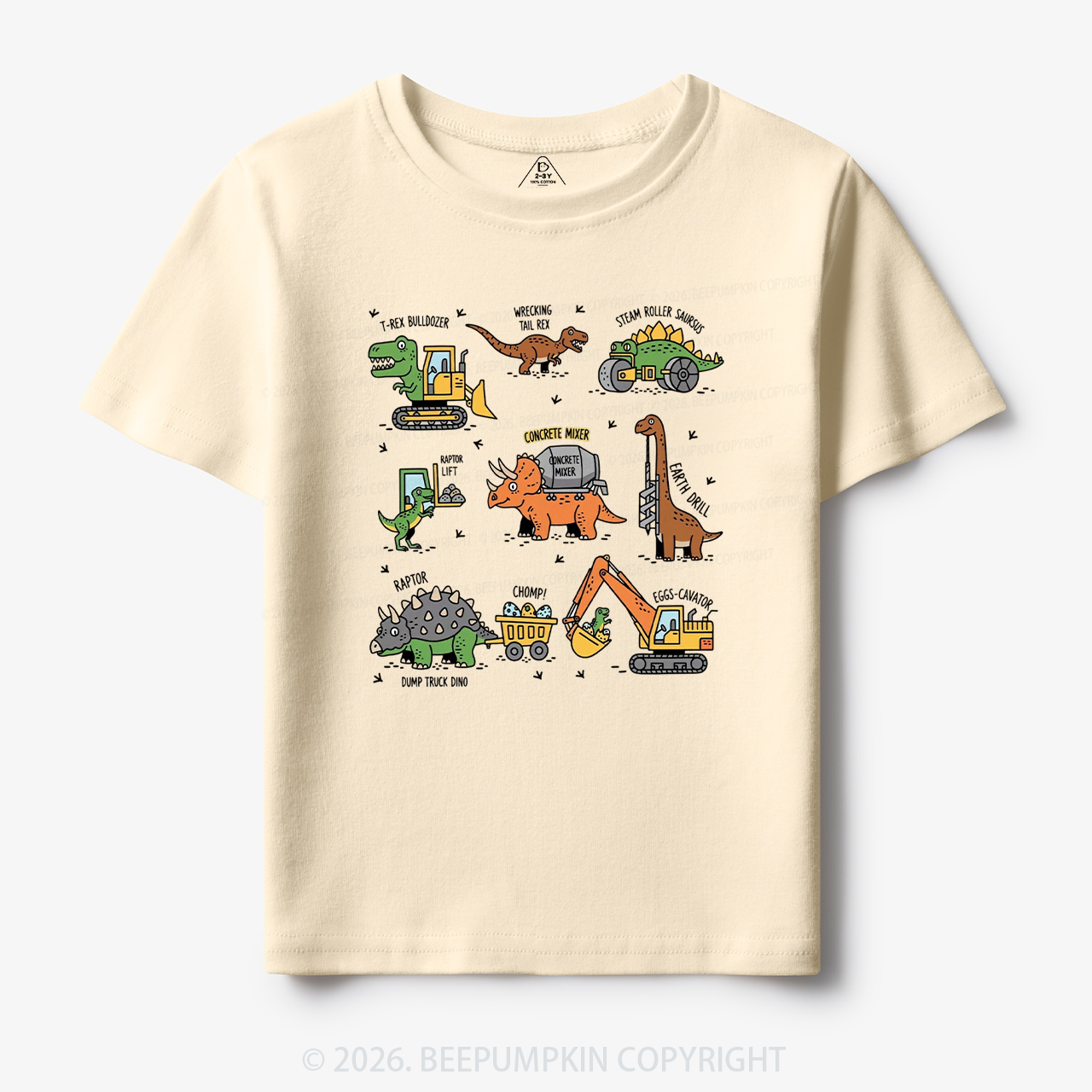 Dinosaur Construction Truck Toddler&Kid's Tees