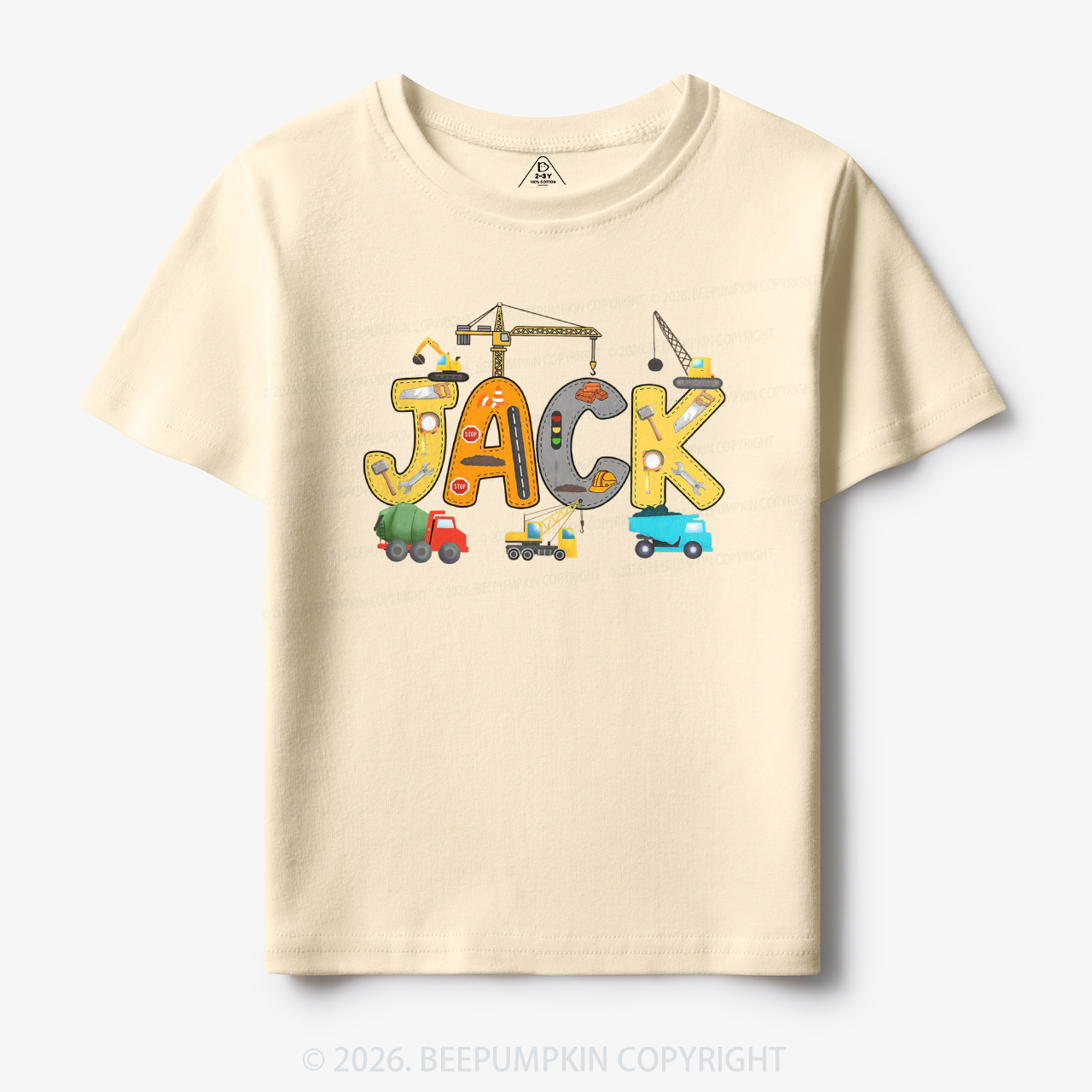 Personalized Name Construction Trucks Toddler&Kid's Tees