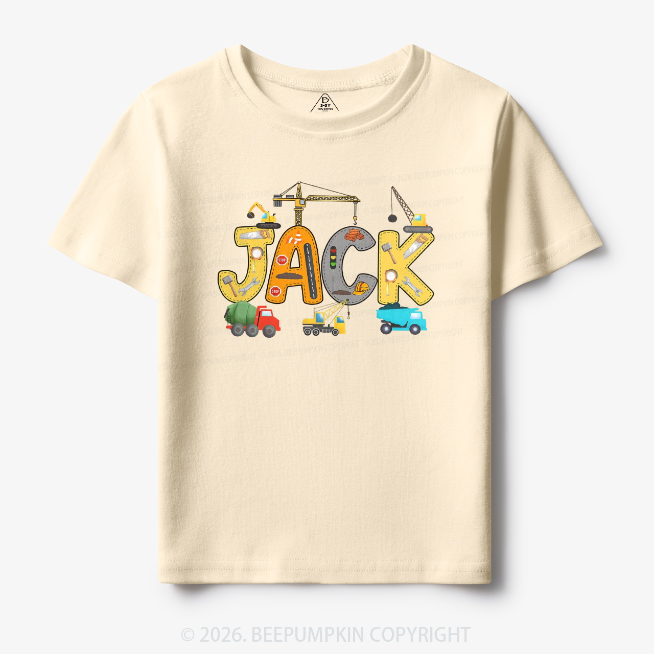 Personalized Name Construction Trucks Toddler&Kid's Tees
