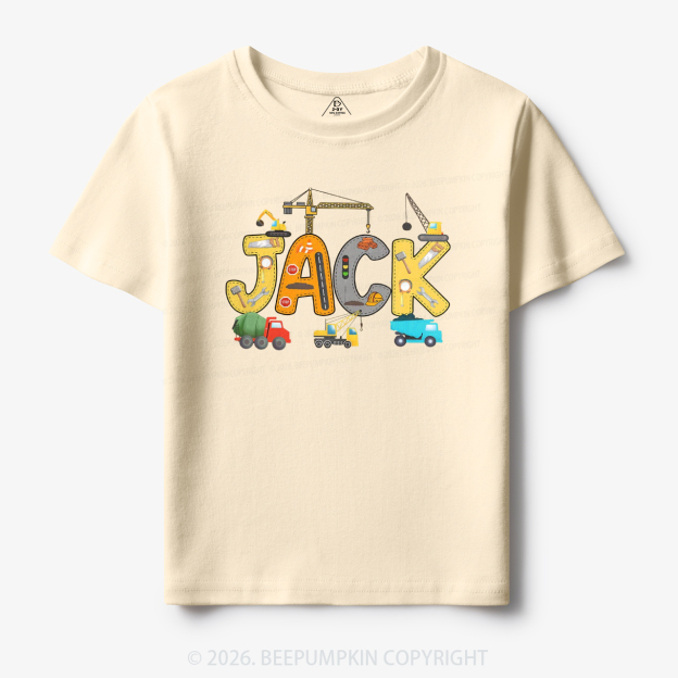 Personalized Name Construction Trucks Toddler&Kid's Tees