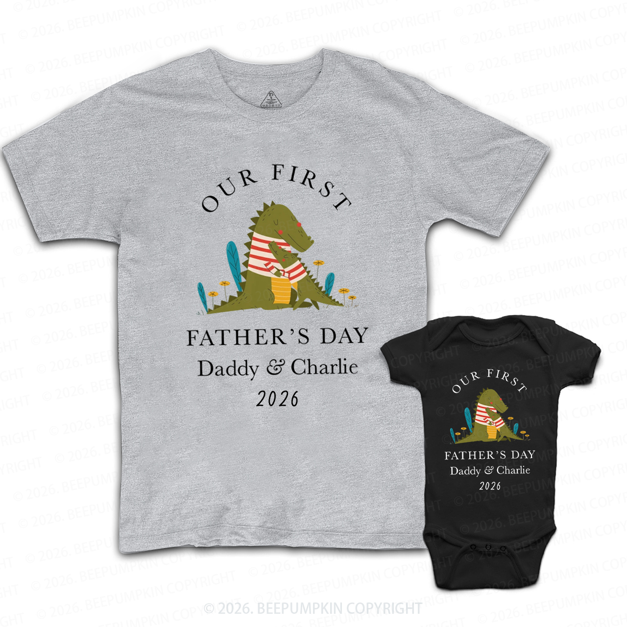 Personalized Cute Dinosaur Our First Father’s Day Dad&Me Matching Shirts