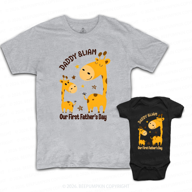 Personalized Giraffe Our First Father’s Day Dad&Me Matching Shirts