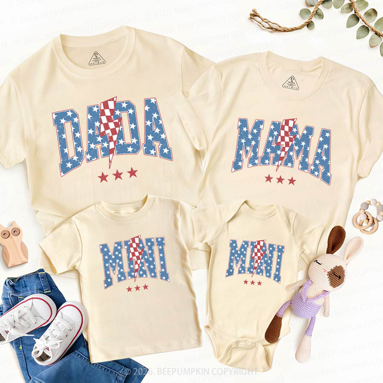 Mama Dada Mini 4th of July Family Matching Shirts