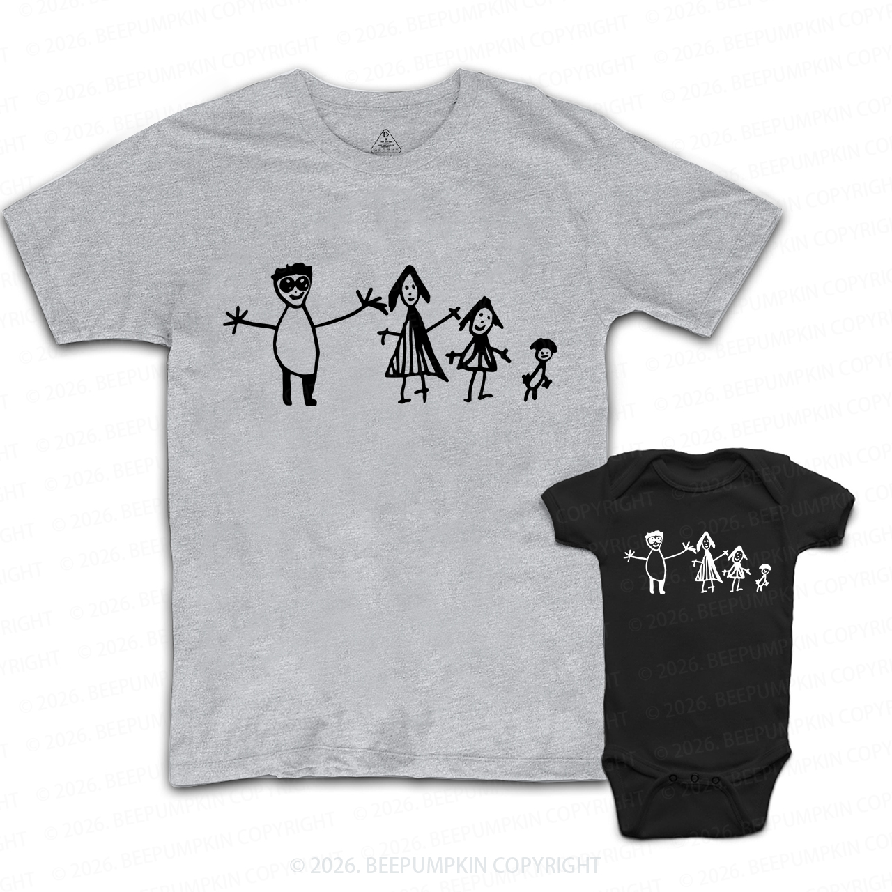 Personalized Kids Handwriting Drawing Dad&Me Matching Shirts