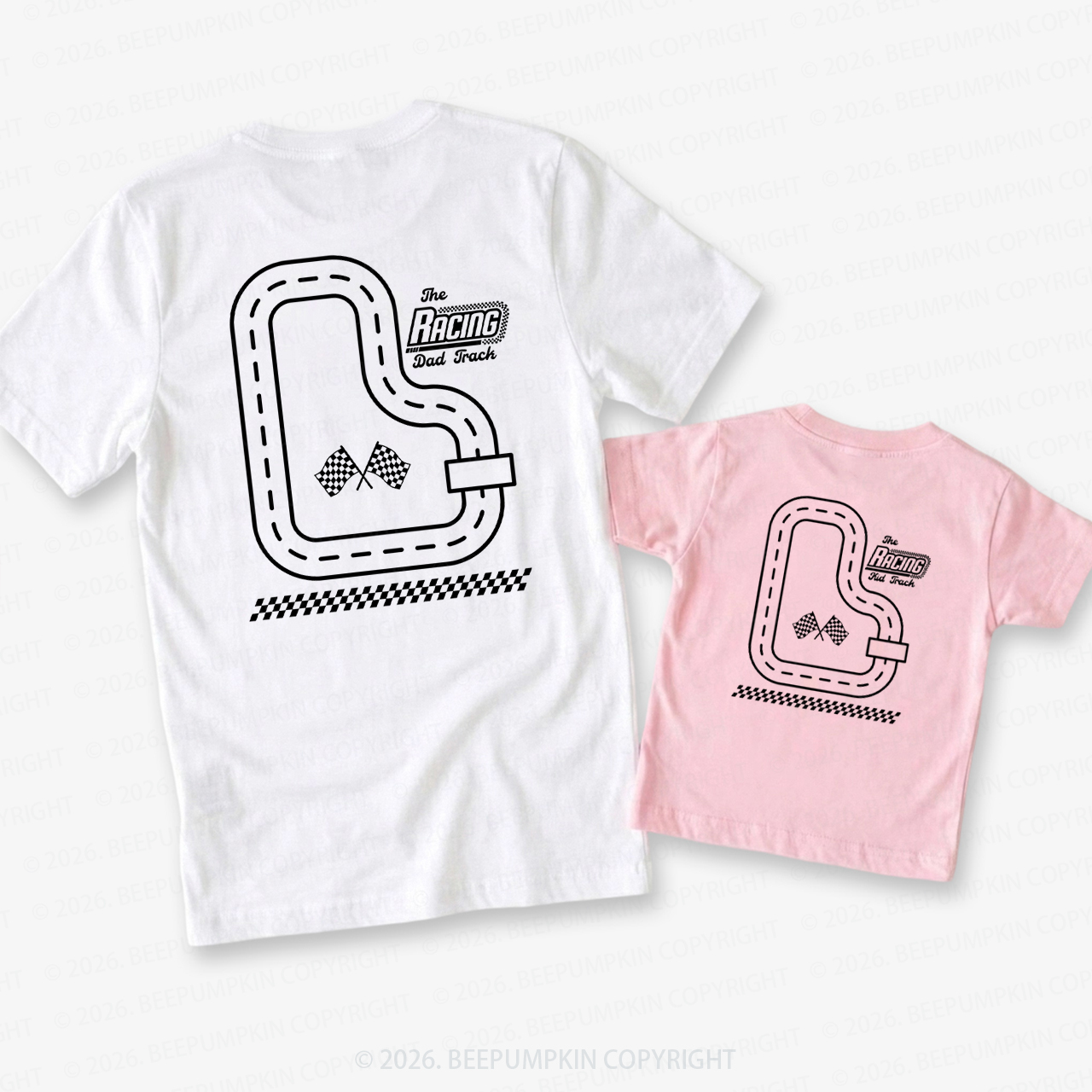 Race Track Dad Father's Day Dad&Me Matching Shirts-Back Design