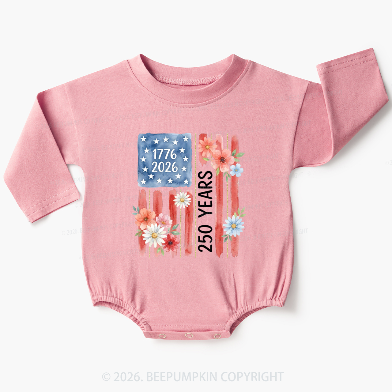 United States of America 250th Patriotic Flag Baby Bubble Romper