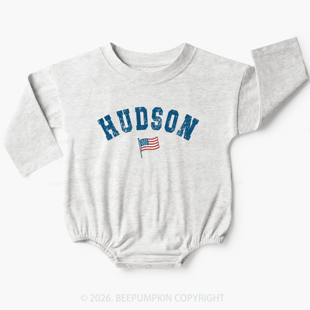 Personalized USA Flag with Name Baby Bubble Romper
