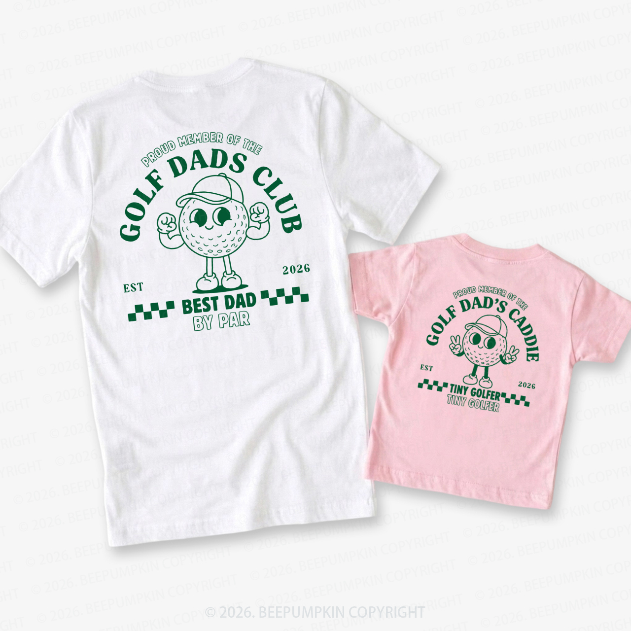  Personalized Dad And Kids Retro Golf Dad&Me Matching Shirts-Back Design
