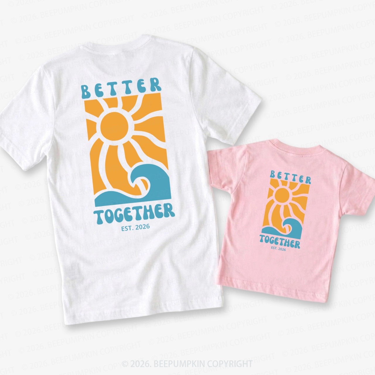 Retro Summer Better Together Dad&Me Matching Shirts-Back Design