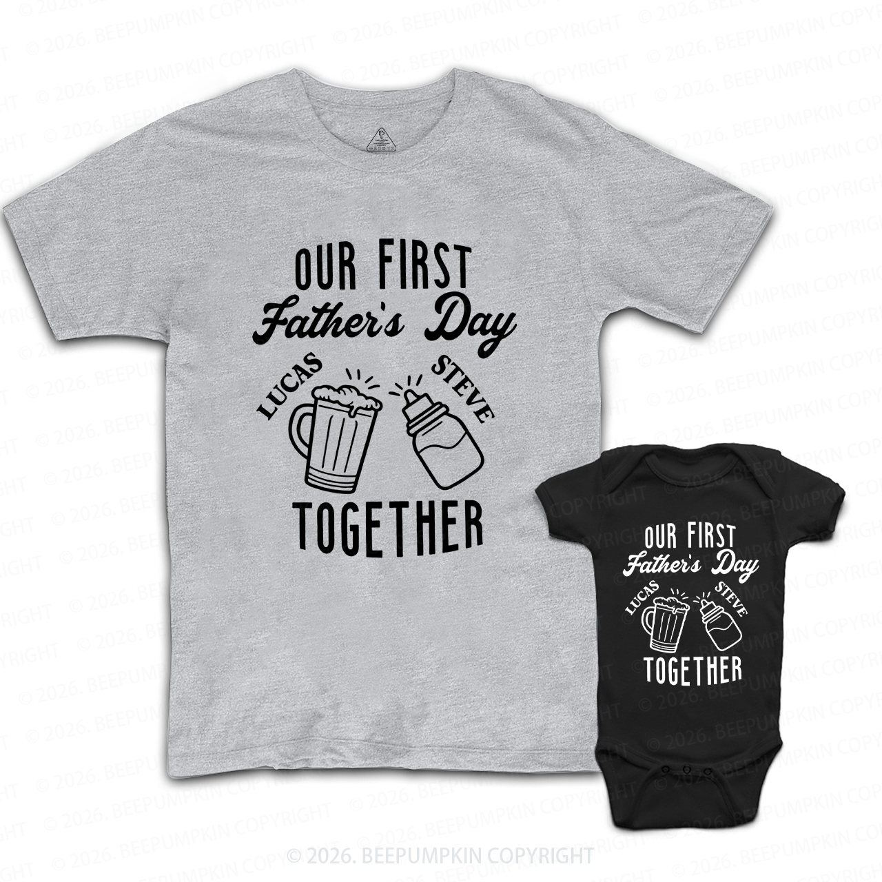 Personalized Beer Milk Our First Fathers Day Together Dad&Me Matching Shirts