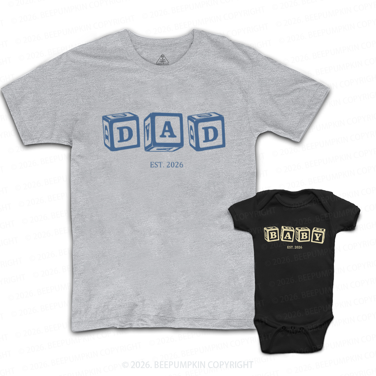 DAD and BABY Alphabet Blocks Dad&Me Matching Shirts