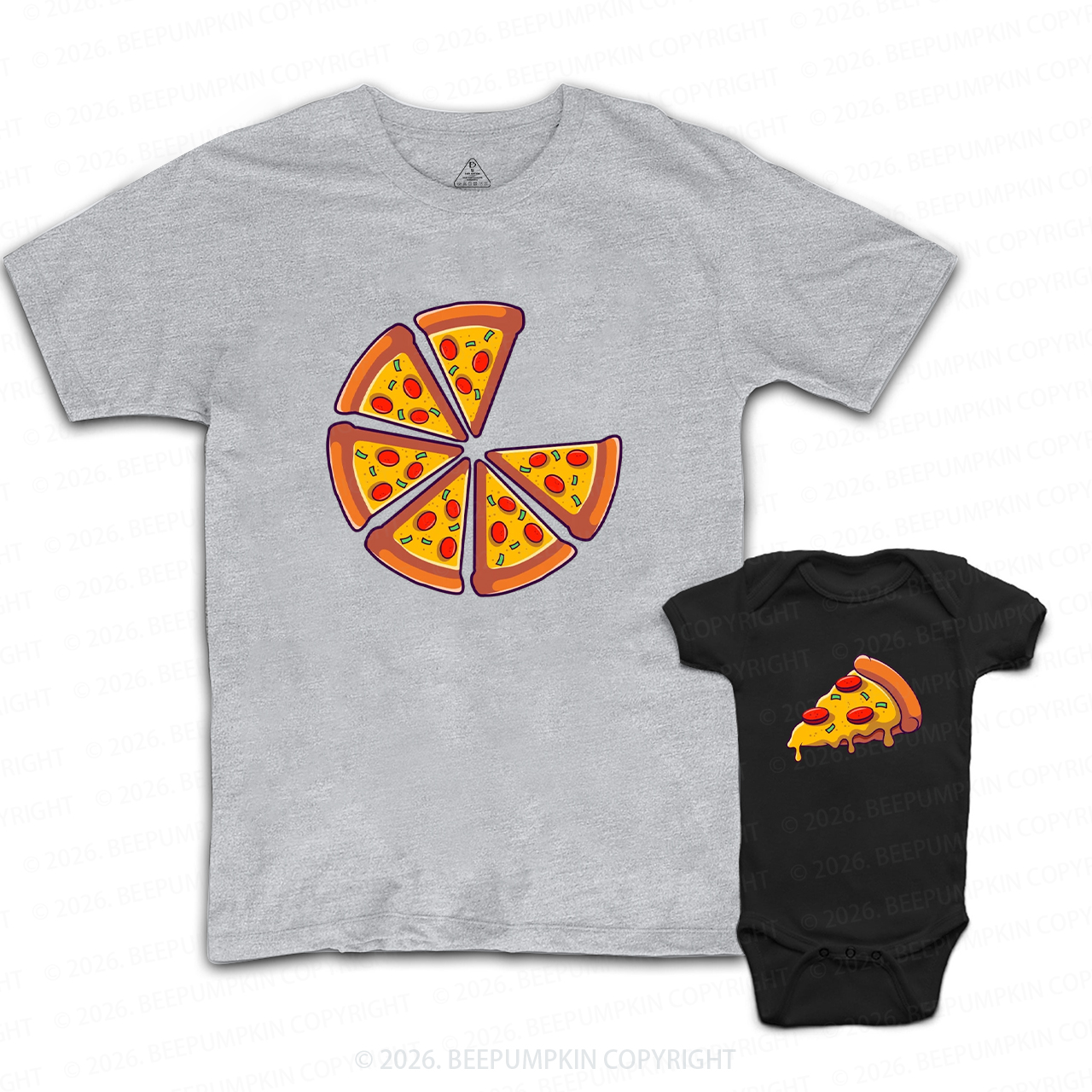 Whole Slice & Little Slice Pizza Dad&Me Matching Shirts