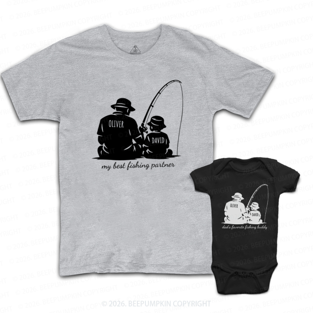 Personalized Dad Fishing Buddy Dad&Me Matching Shirts