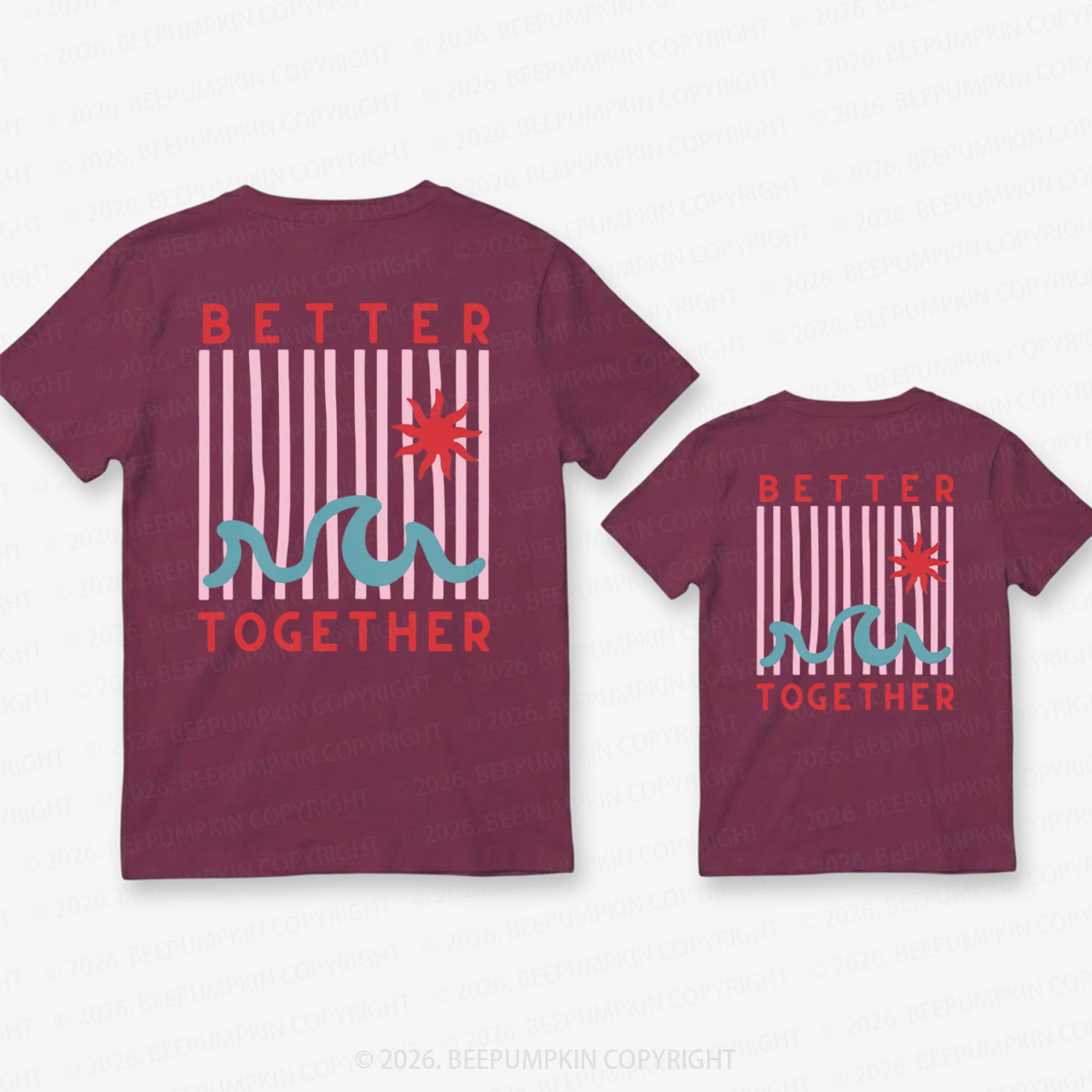Better Together with Retro Wave Dad&Me Matching Shirts-Back Design