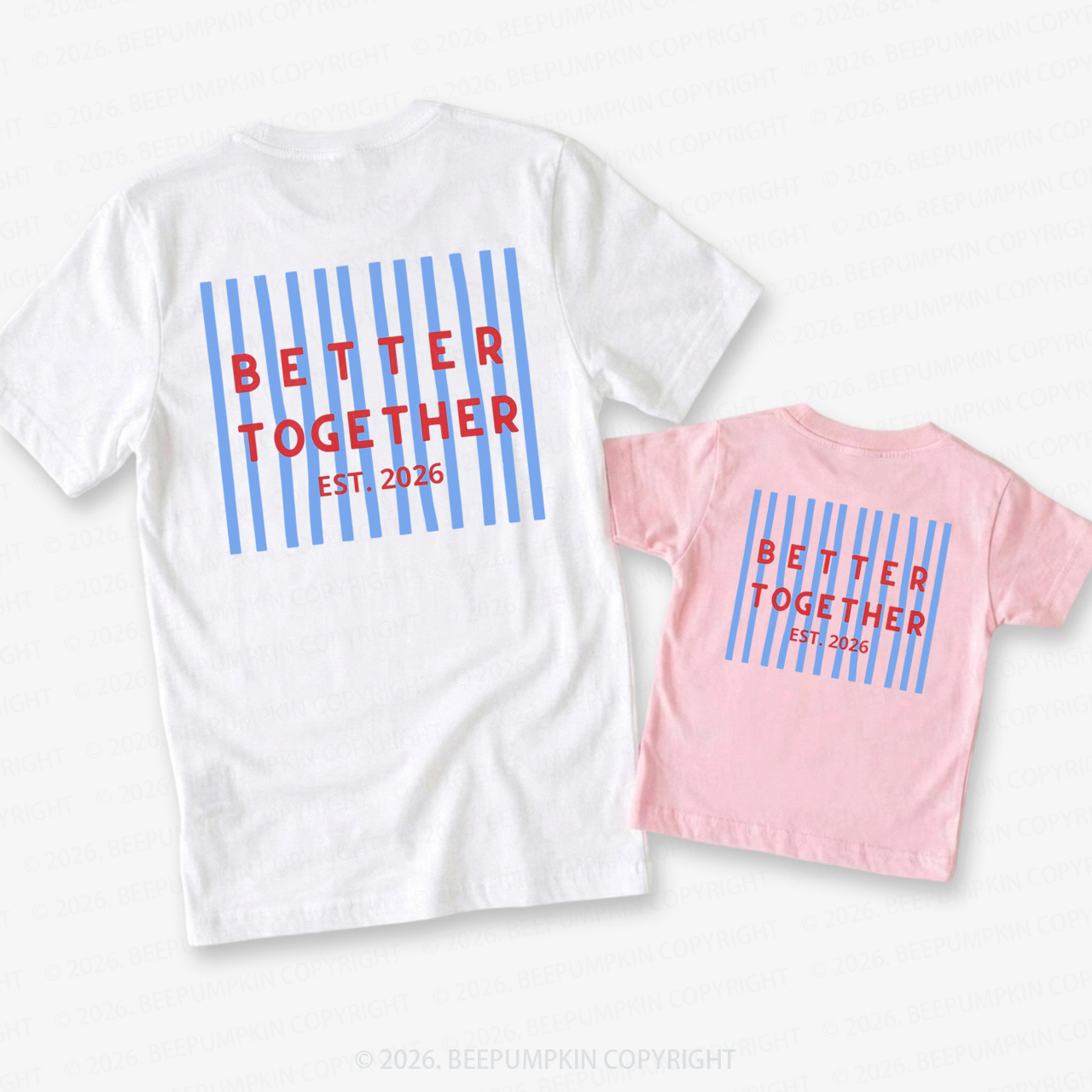 Better Together Retro Striped Dad&Me Matching Shirts-Back Design