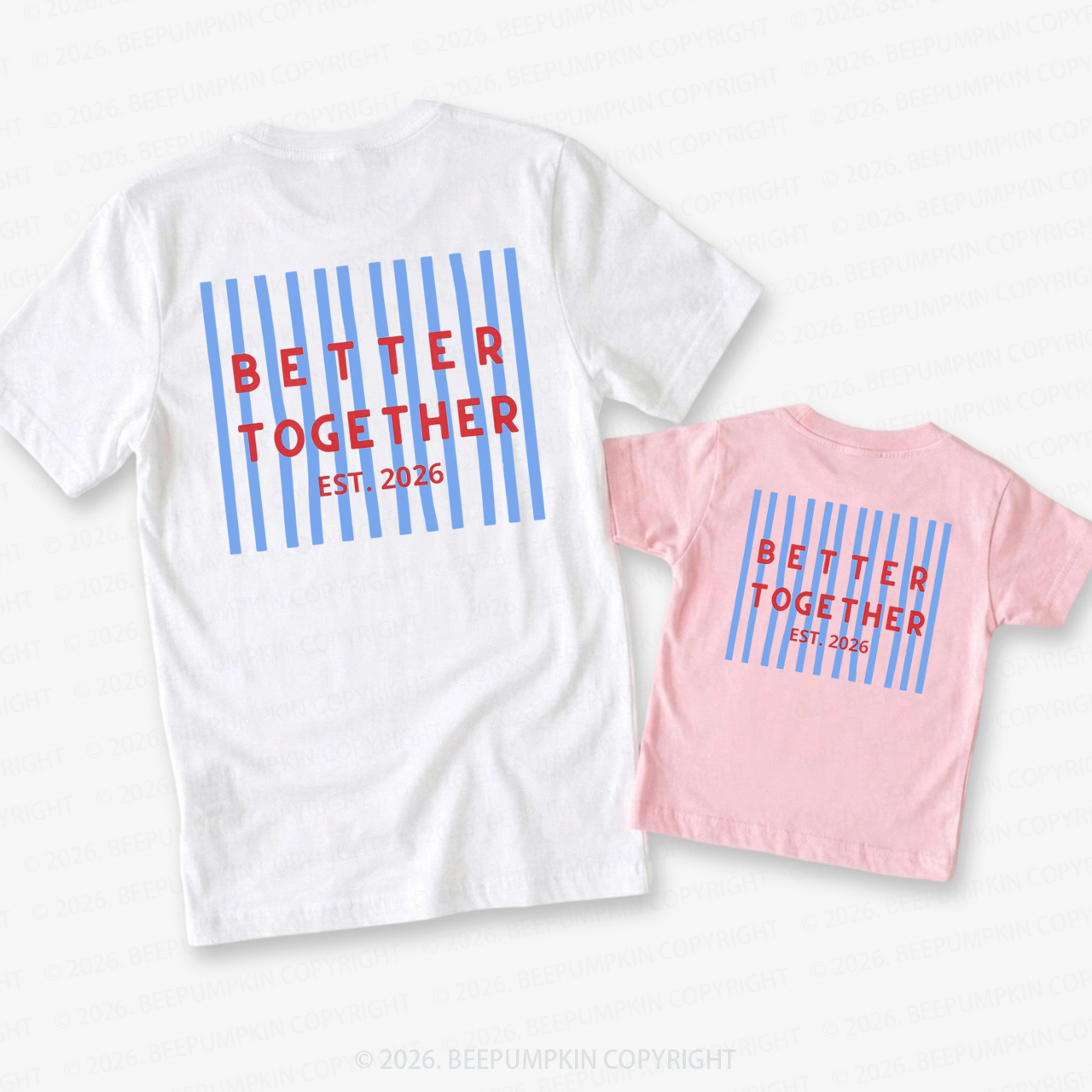Better Together Retro Striped Dad&Me Matching Shirts-Back Design