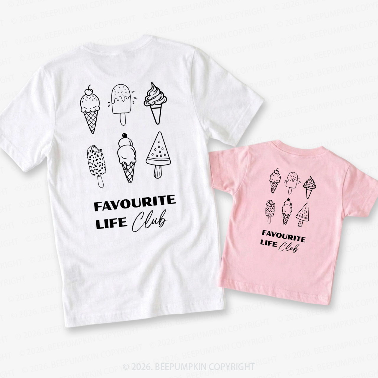 Favorite Life Club Ice Cream Dad&Me Matching Shirts-Back Design