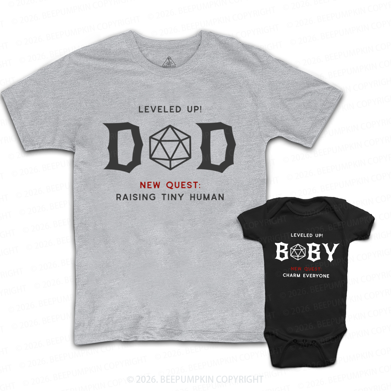 Leveled up Dad Baby Dad&Me Matching Shirts