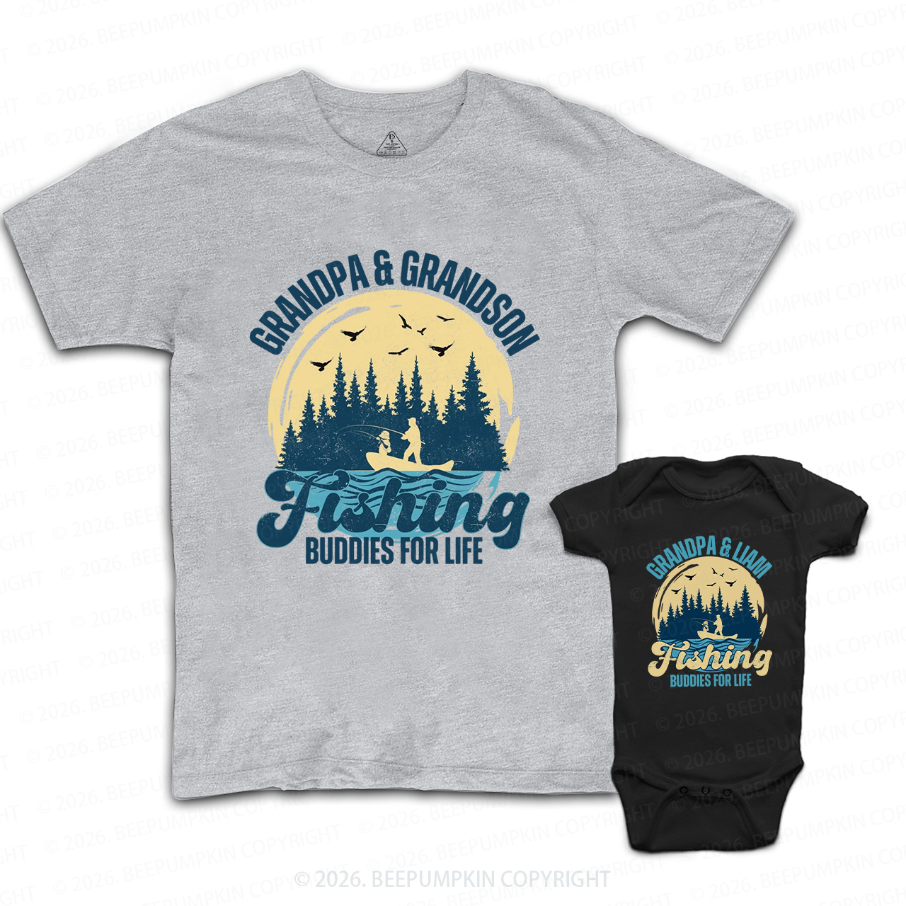 Personalized Fishing Buddies Grandpa&Me Matching Shirts