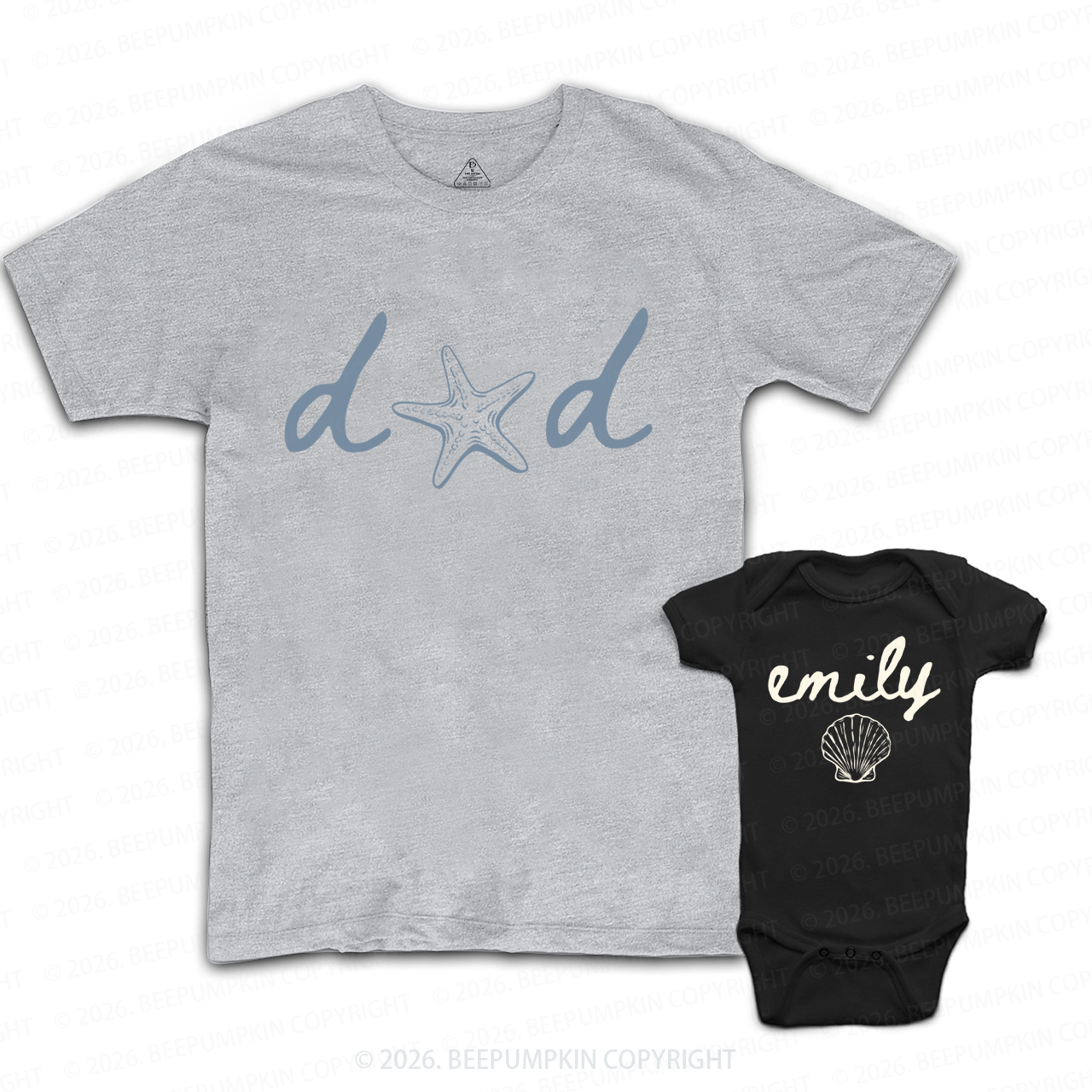 Personalized Seashell Starfish Dad&Me Matching Shirts