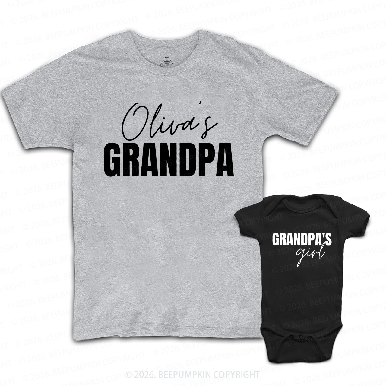 Personalized Grandpa's Girl Boy Grandpa&Me Matching Shirts