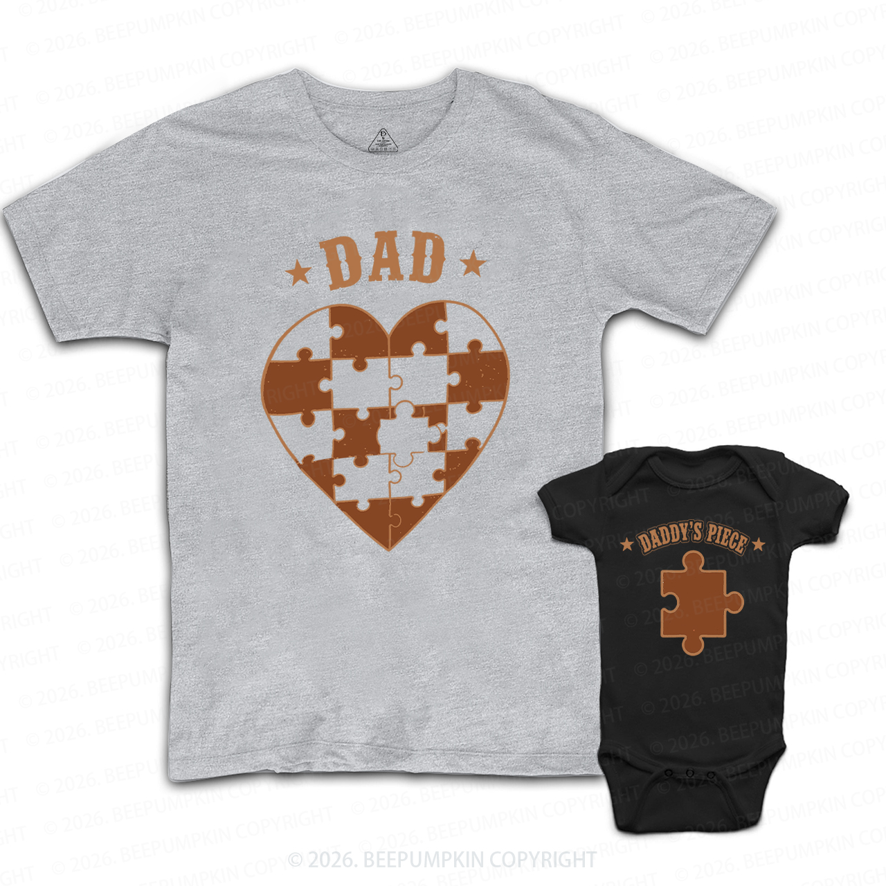 Daddy's Piece Puzzle Heart Dad&Me Matching Shirts