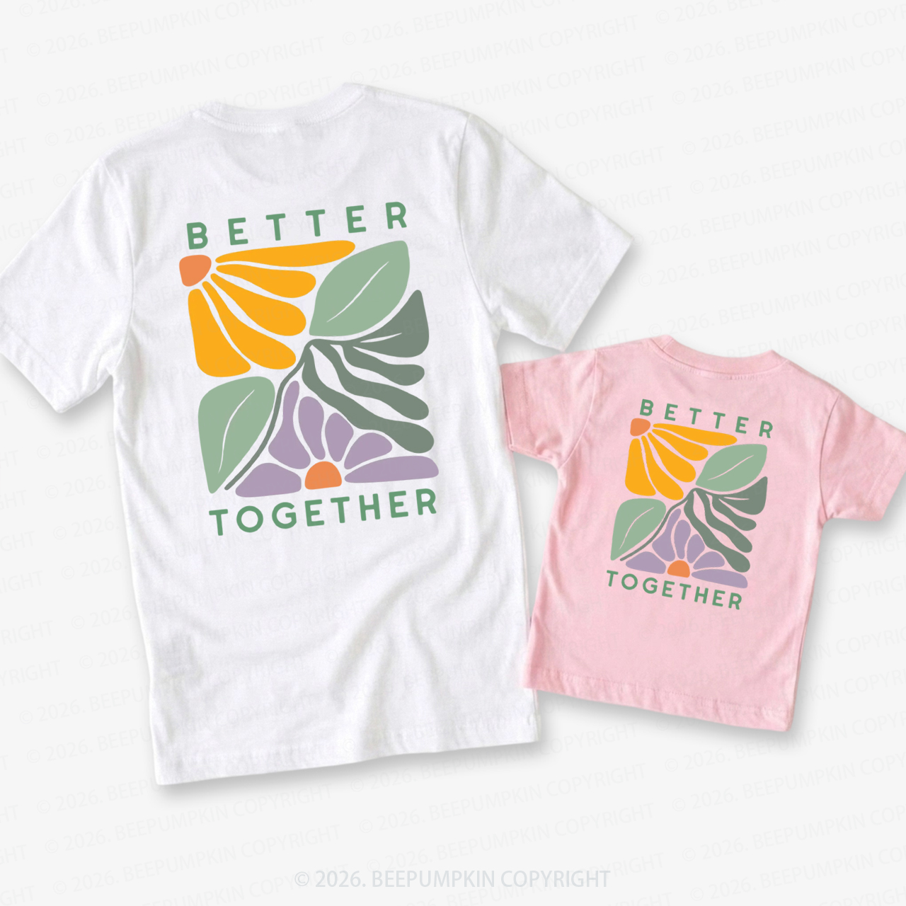 Retro Floral Better Together Father’s Day Dad&Me Matching Shirts-Back Design