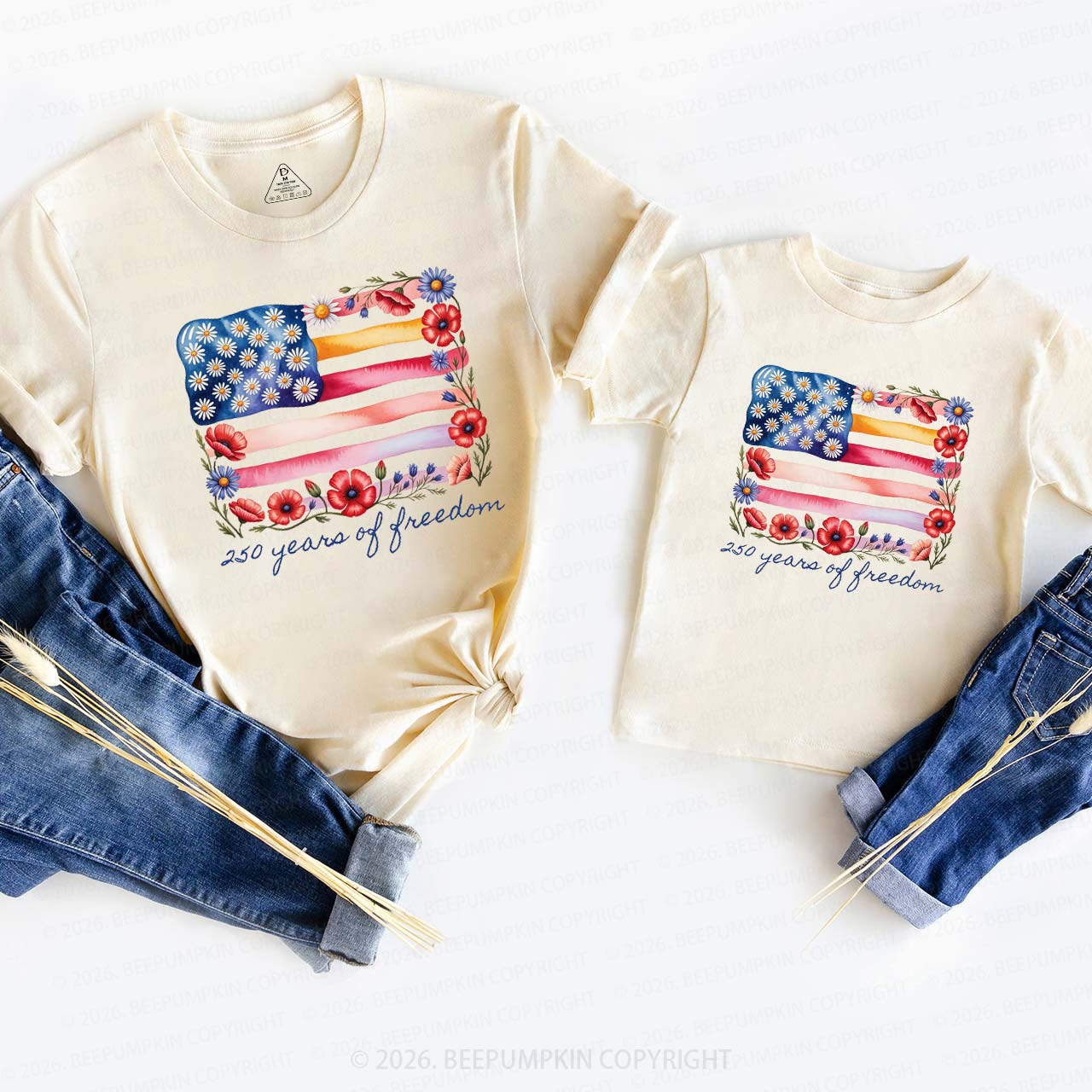250 Years of Freedom Patriotic Mom&Me Matching T-Shirts