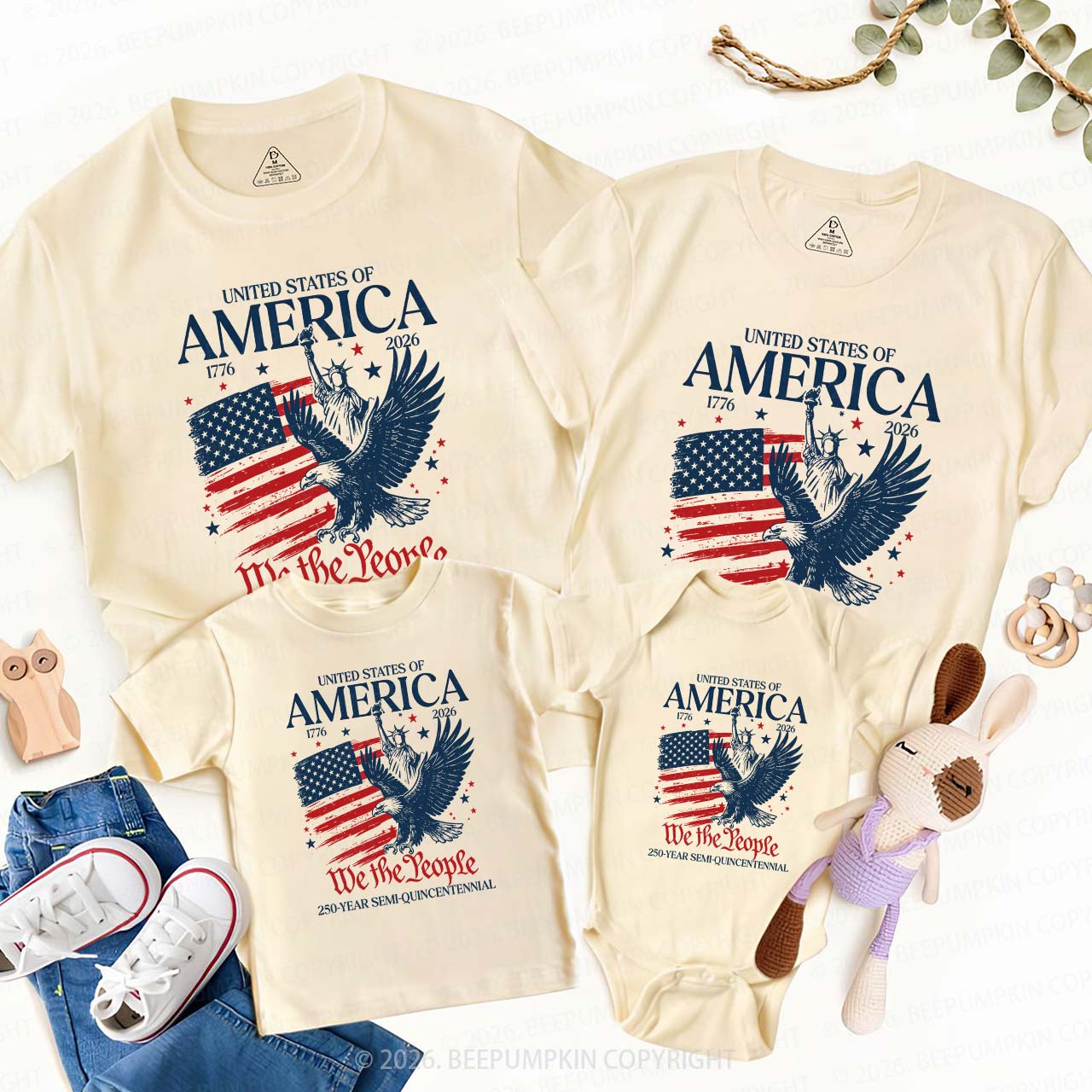 America 250 Patriotic Eagle Independence Day Family Matching Shirts