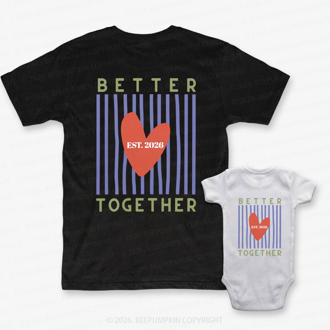 Better Together with Retro Stripes Dad&Me Matching Shirts-Back Design