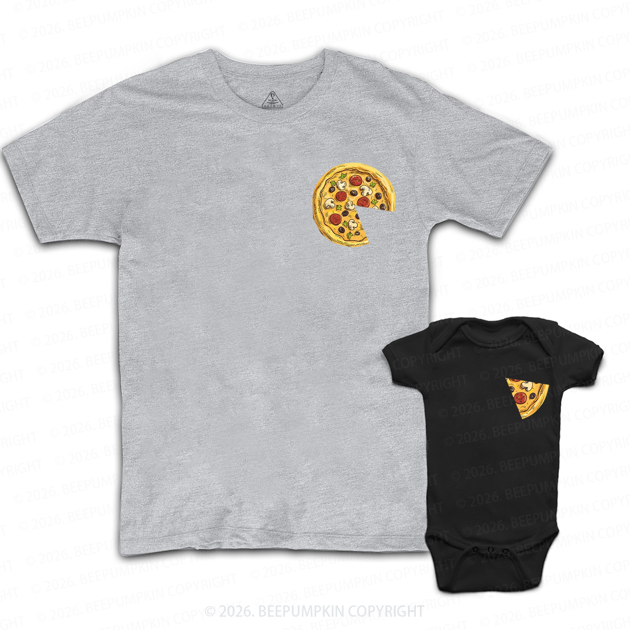 Pizza and Pizza Slice Funny Dad&Me Matching Shirts