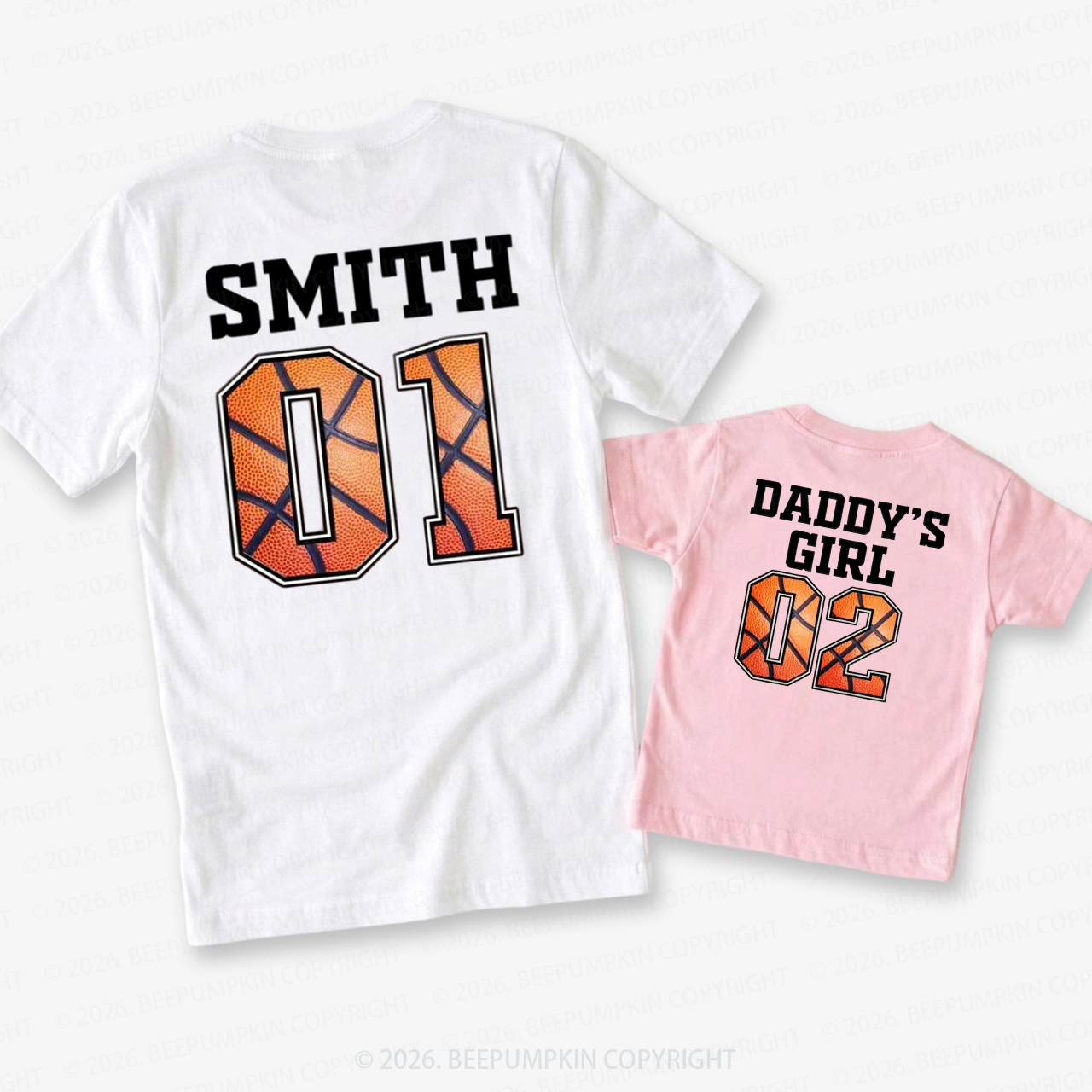 Personalized Names And Numbers Sport Fathers Day Dad&Me Matching Shirts-Back Design