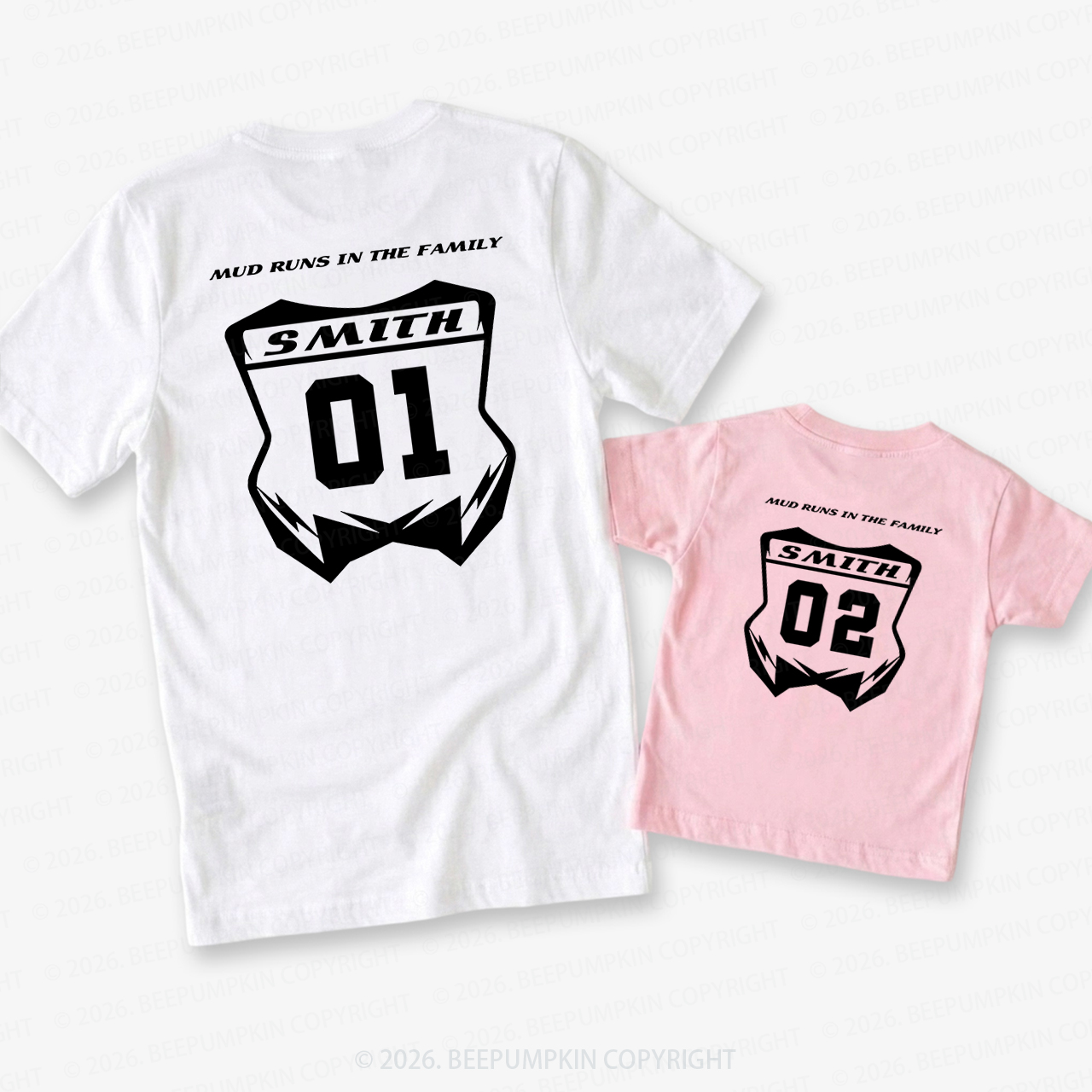 Personalized Fathers Day Dirt Bike Dad&Me Matching Shirts-Back Design