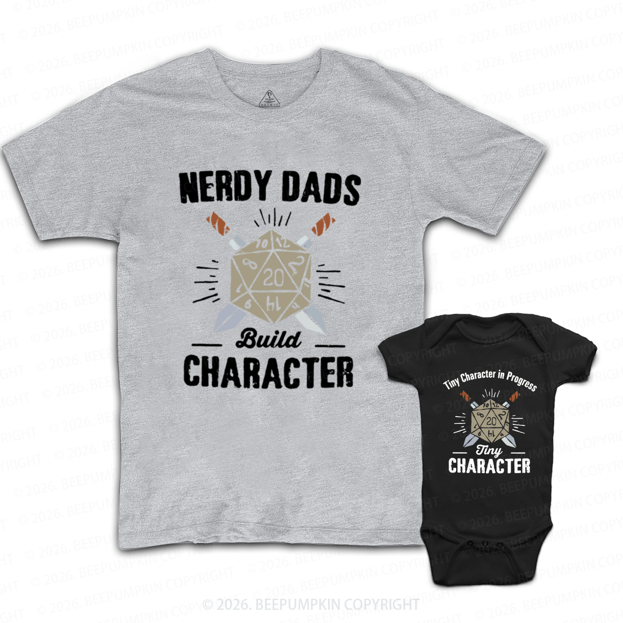 Nerdy Dads Build Character Funny Dice Dad&Me Matching Shirts