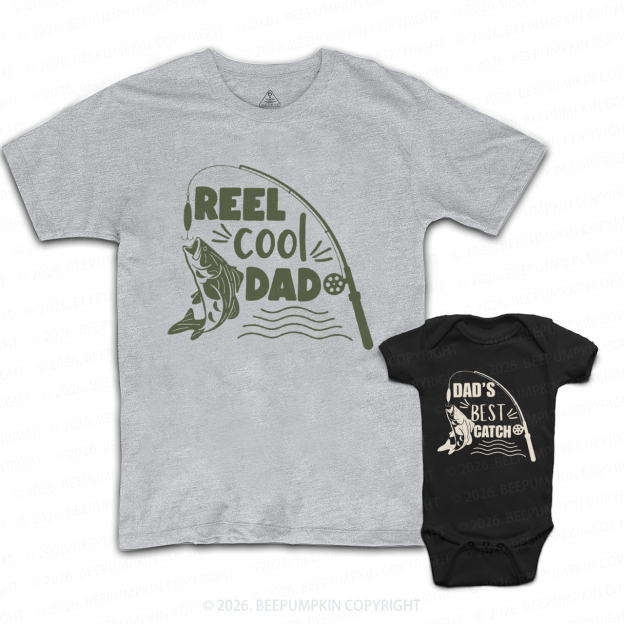 Reel Cool Dad Dad's Best Catch Fishing Dad&Me Matching Shirts