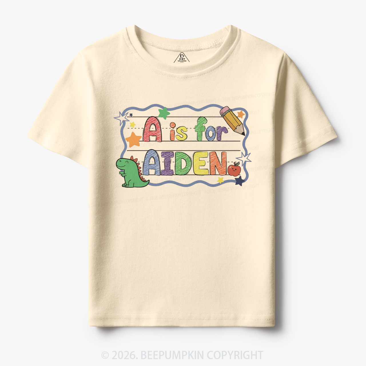 Personalized Name Dinosaur First Day of School Toddler&Kid's Tees
