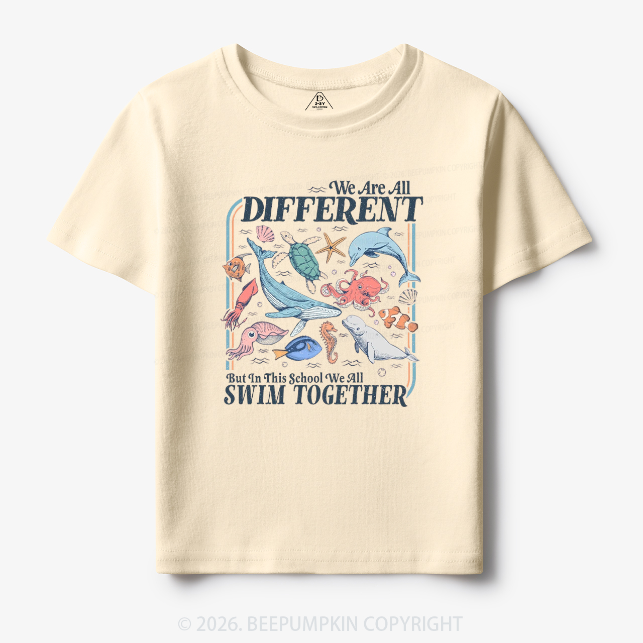 Ocean Animals We Are All Different Swim Together Toddler&Kid's Tees