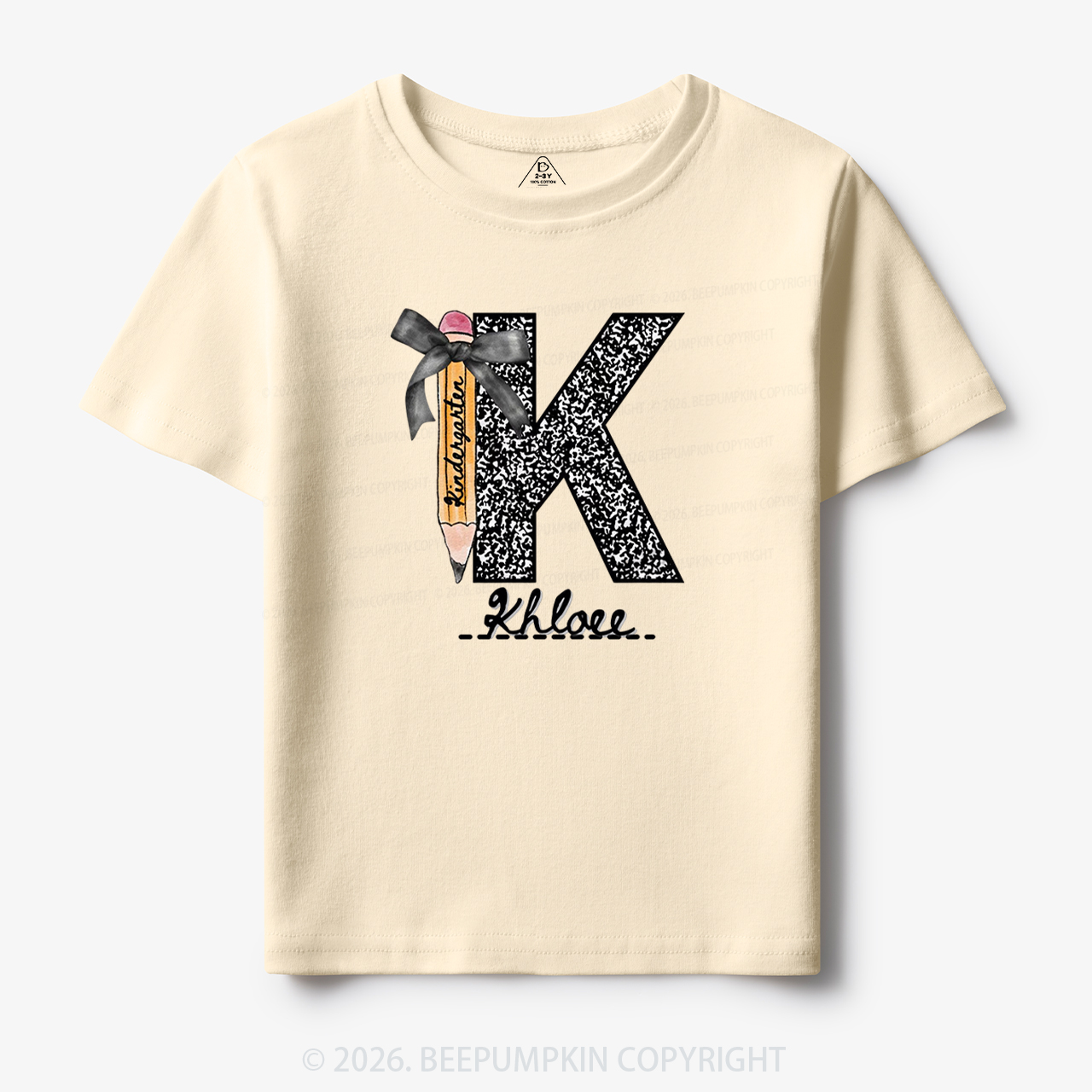 Personalized Grade&Name Monogram Pencil Bow Toddler&Kid's Tees