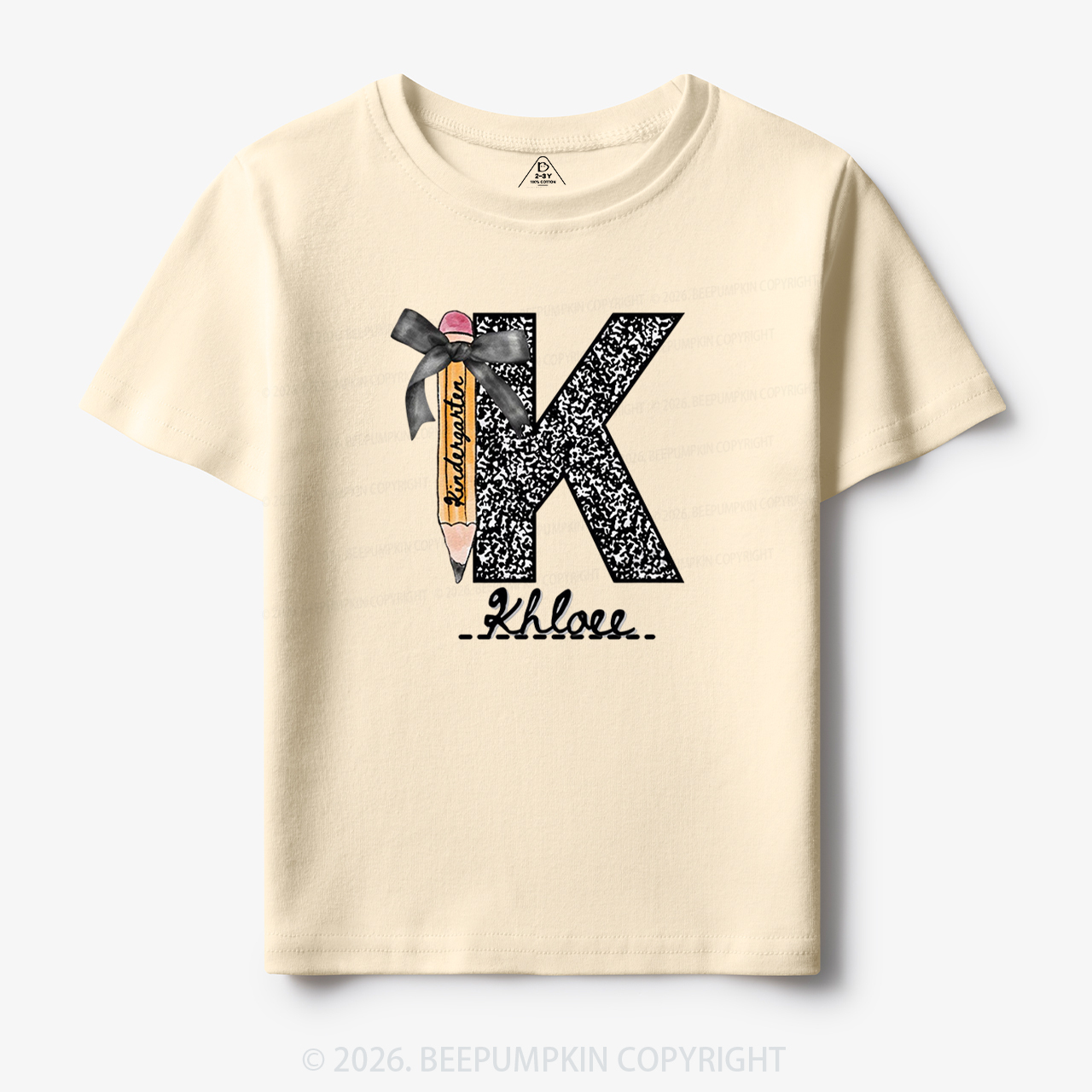 Personalized Grade&Name Monogram Pencil Bow Toddler&Kid's Tees