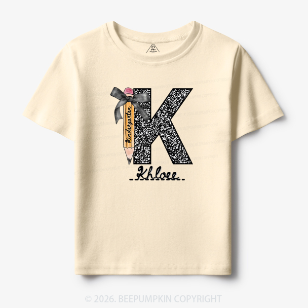 Personalized Grade&Name Monogram Pencil Bow Toddler&Kid's Tees