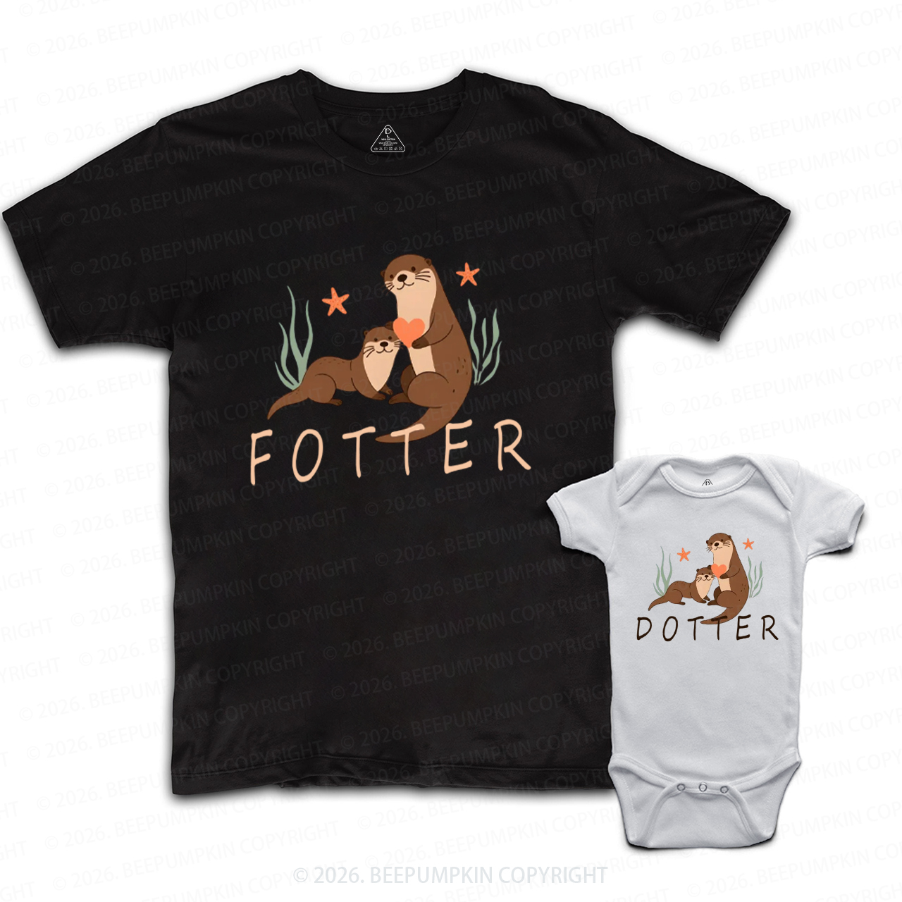 Funny Fotter Dotter Lil’ Otter Dad&Me Matching Shirts